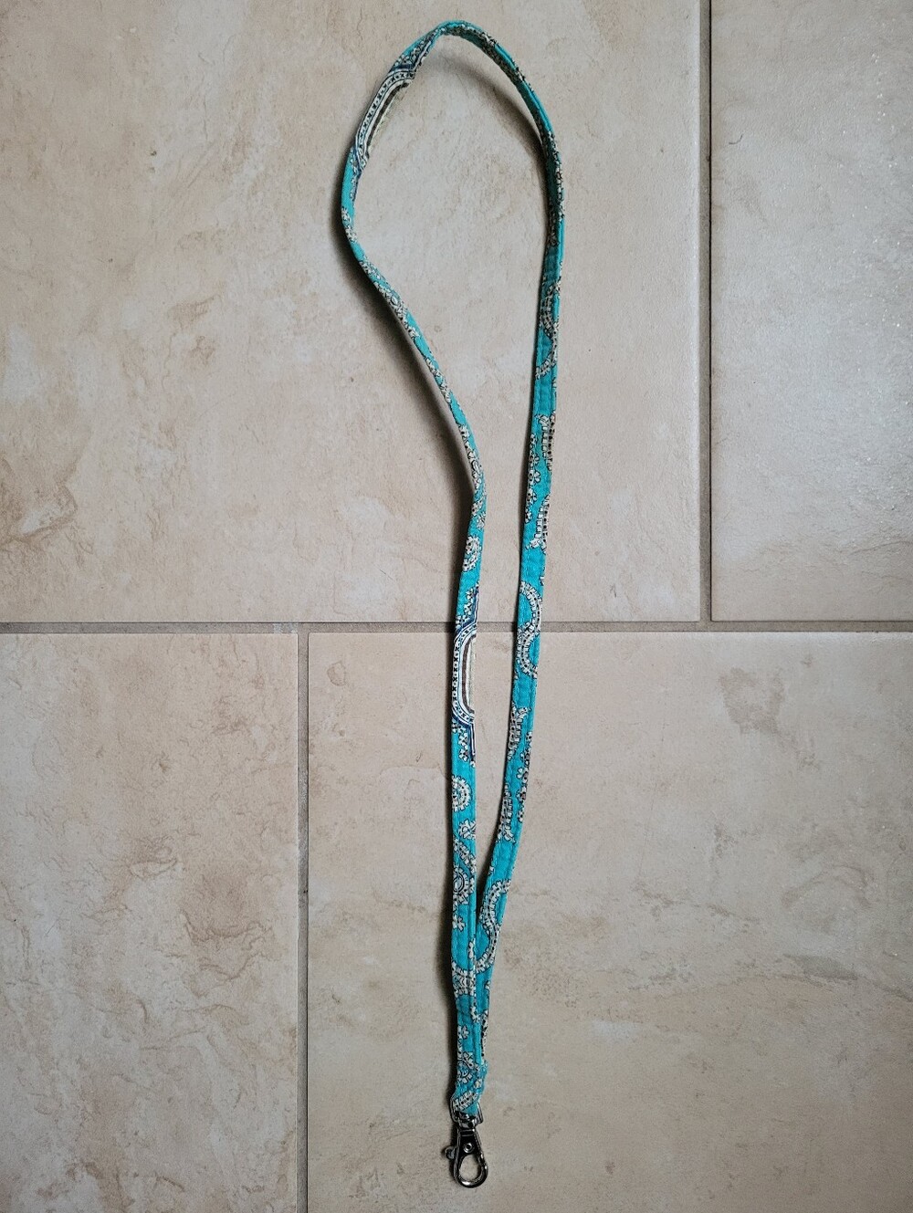 Vera Bradley Turquoise Printed Lanyard with Clip
